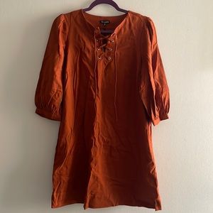 Burnt Orange Lace Up Dress New With Tags Size XS